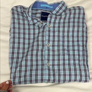 Tommy Bahama Light Blue Checkered Men's Shirt